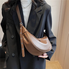 Half Moon Small Shoulder Crossbody Bags For Women PU Leather Soft Hobo Purse