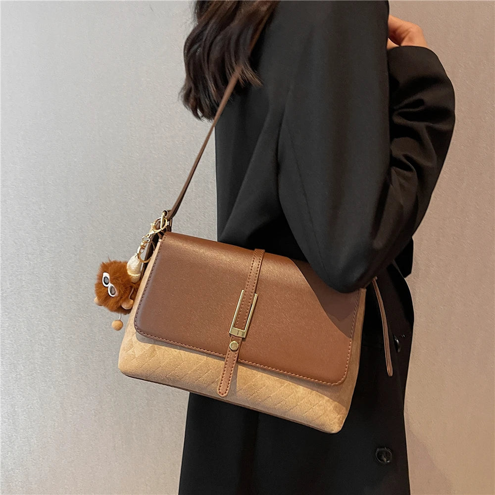 Vintage Large Capacity Suede Shoulder Bag for Women