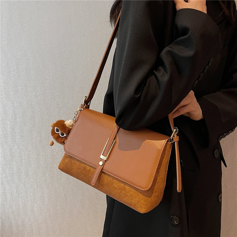 Vintage Large Capacity Suede Shoulder Bag for Women