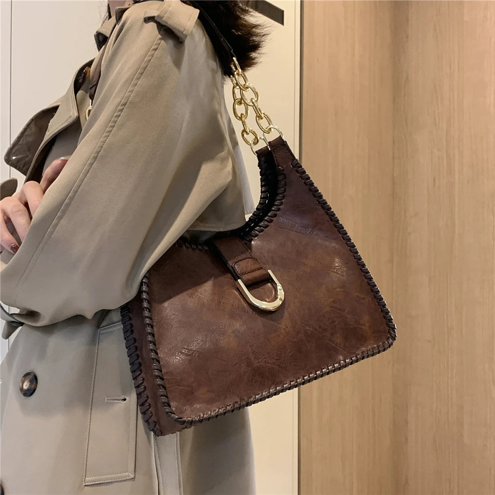 Vintage Armpit Shoulder Bags Large Capacity PU Leather Tote Handbags