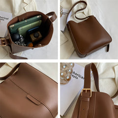 Vintage Bucket Shoulder Bags For Women Large Capacity Crossbody Purse