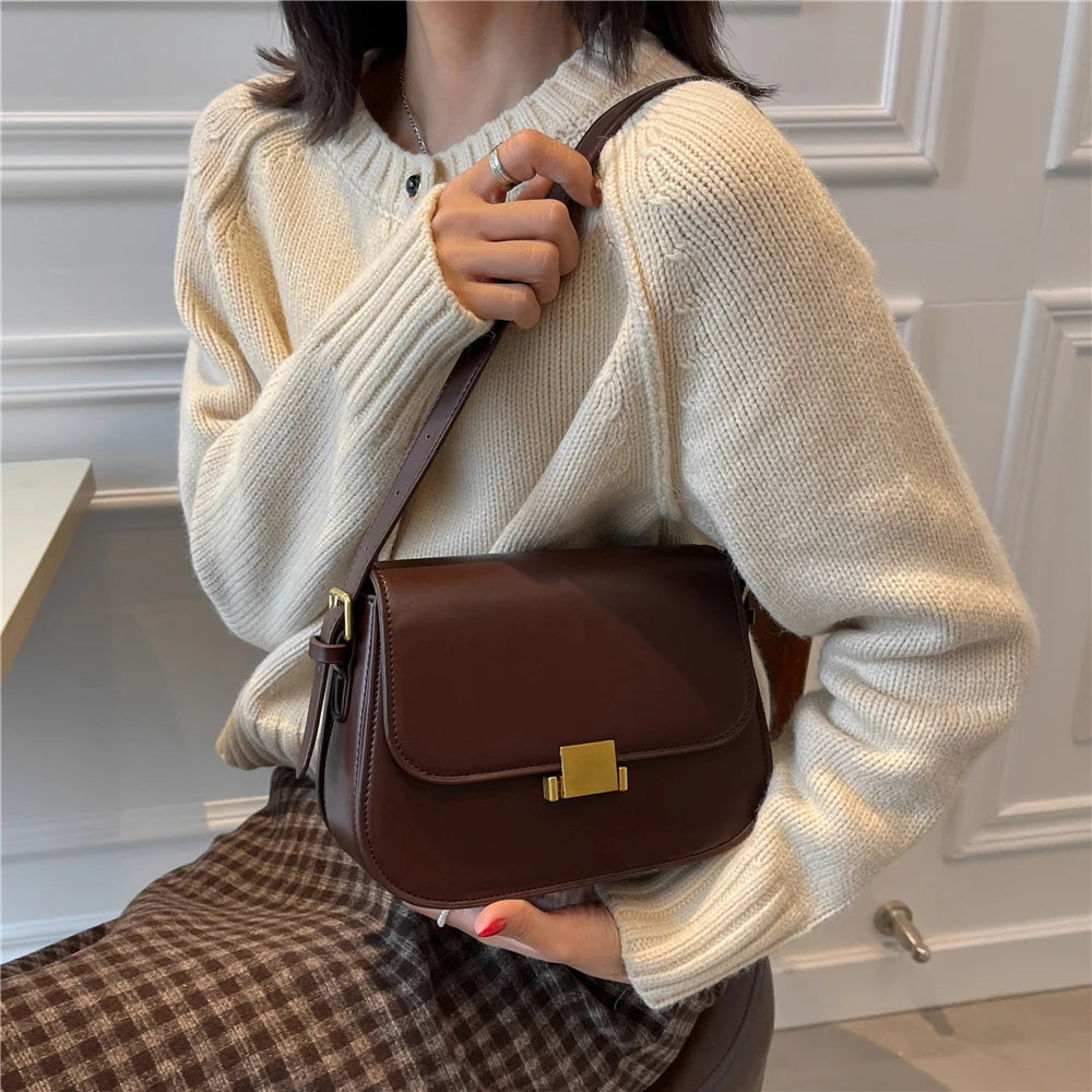 Vintage Saddle Small Shoulder Bags For Women Crossbody Bag PU Leather