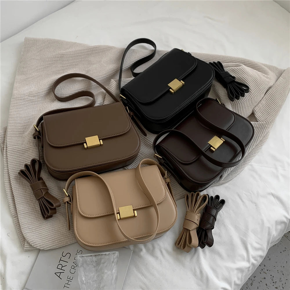 Vintage Saddle Small Shoulder Bags For Women Crossbody Bag PU Leather