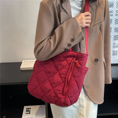 Winter Space Cotton Quilted Large Tote Shoulder Bags For Women
