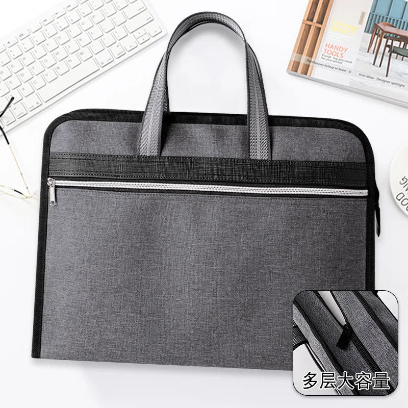 High Capacity Men's Briefcase Zipper Bag
