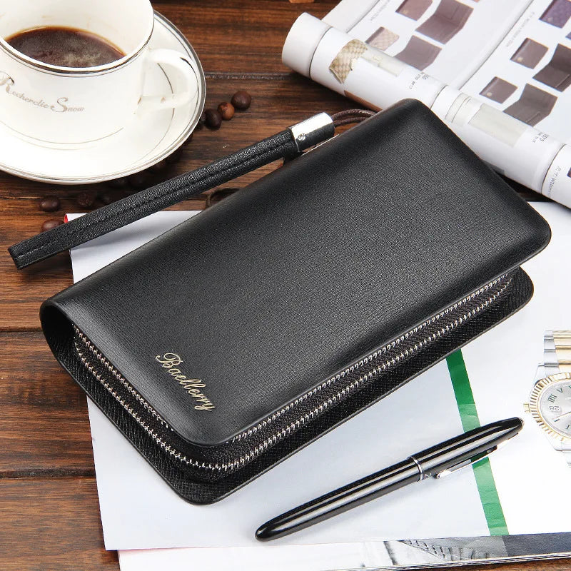 Men Clutch Wallets Double Zipper Mobile Phone Pouch Carteira