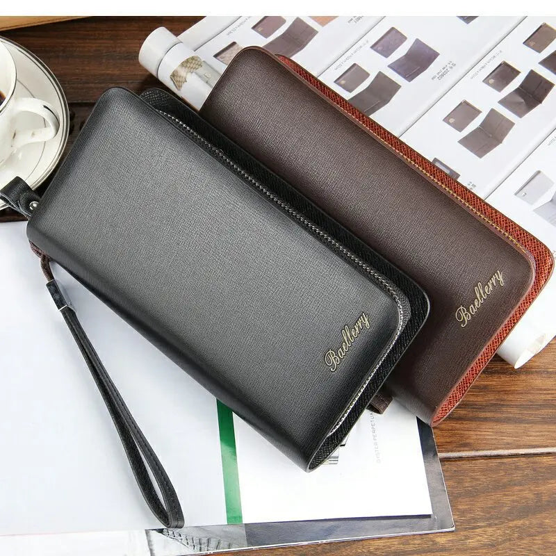 Men Clutch Wallets Double Zipper Mobile Phone Pouch Carteira