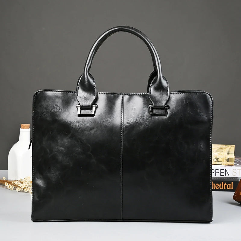 PU Leather Laptop Briefcase 13-14 inch Waterproof Tote Handbag