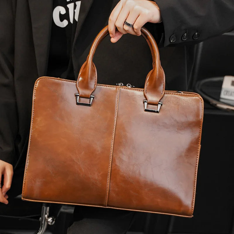 PU Leather Laptop Briefcase 13-14 inch Waterproof Tote Handbag