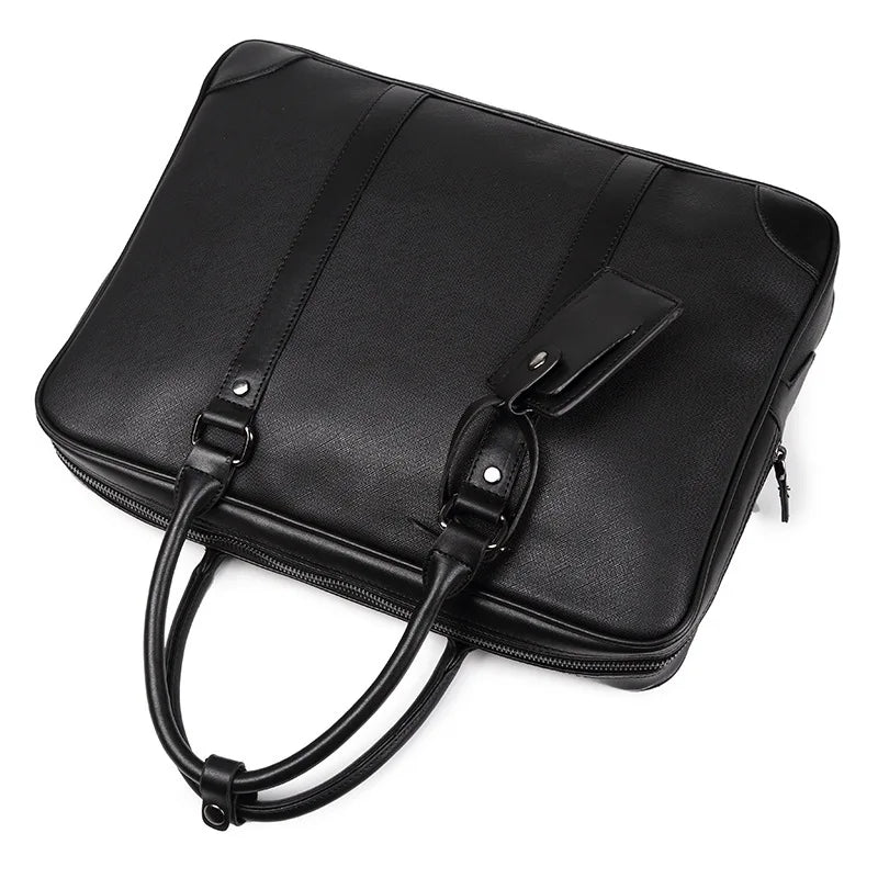 Men's Leather Briefcase Laptop Bag Tote Handbag