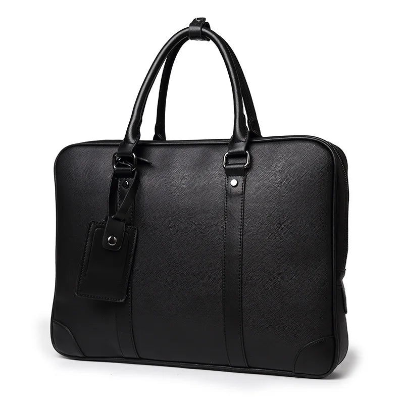 Men's Leather Briefcase Laptop Bag Tote Handbag