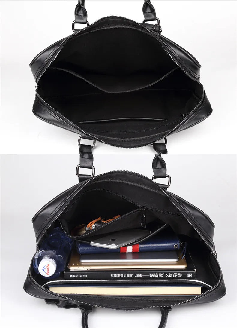 Men's Leather Briefcase Laptop Bag Tote Handbag