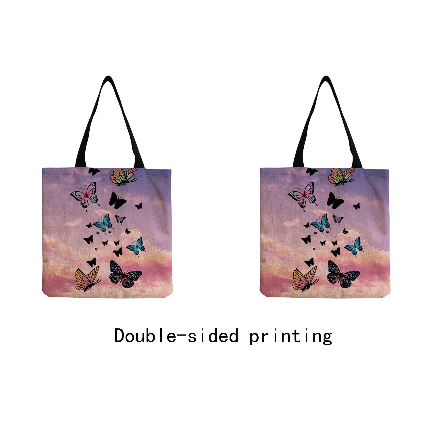 Butterfly Animal Printed Women Shoulder Handbags High Capacity Foldable Shopping