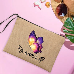 Butterfly Name Makeup Bag Personalised Travel Clutch Beach Sunglasses Pouches