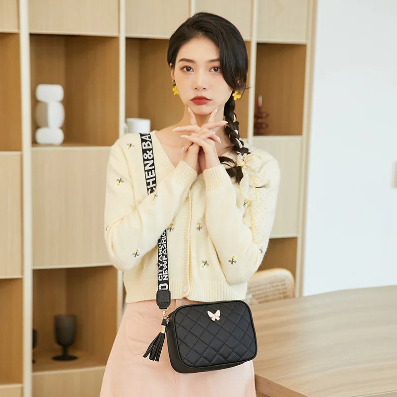 Women's Butterfly Diamond Square Crossbody Bag