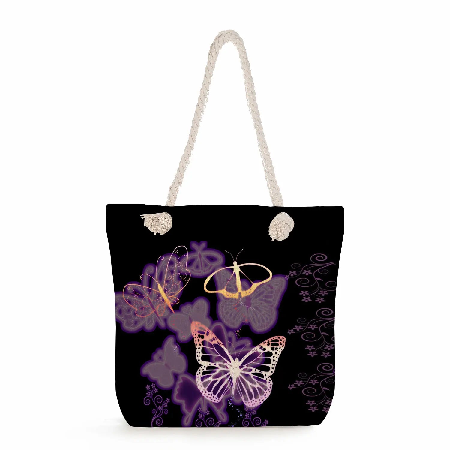 Butterfly Floral Print Handbags High Capacity