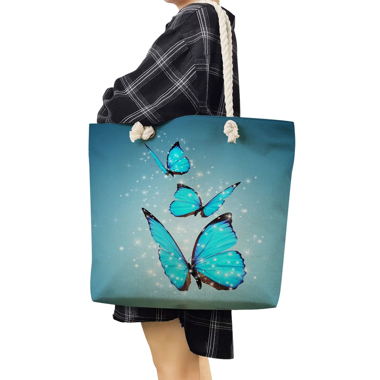 Butterfly Floral Print Handbags High Capacity