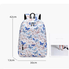 Butterfly Print Women's Nylon Backpack Animal Printing School Bags