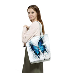 Butterfly Printed Cartoon Handbags Reusable Women Shoulder Bag Tote