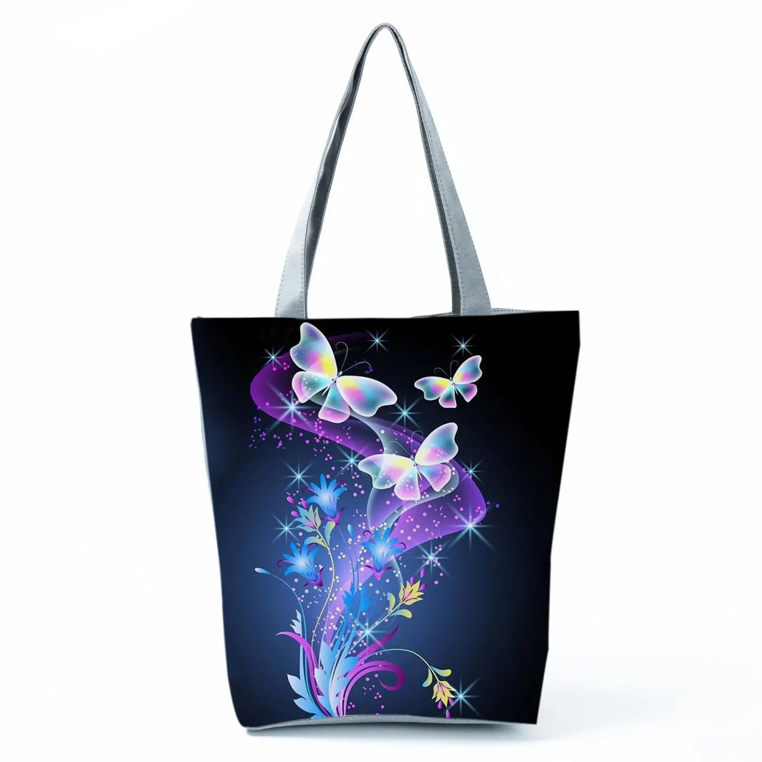 Butterfly Printed Handbags Animal Portable High Capacity Foldable Shopping Bag E