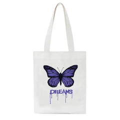 Butterfly Punk Canvas Women Shopping Bags Girl Shoulder Cloth Bags