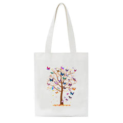 Butterfly Tree Canvas Women Shopping Bags Mom Life Girl Shoulder Cloth Bags