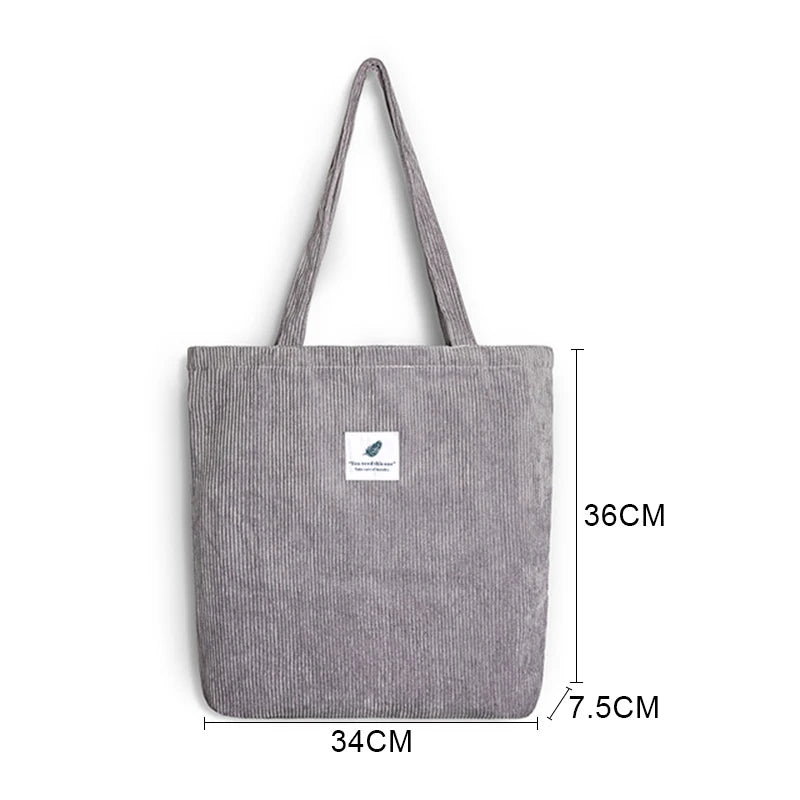 Buylor Female Corduroy Bag Shopping Canvas Shoulder Bags for Women Handbags