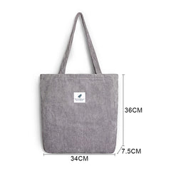 Buylor Female Corduroy Bag Shopping Canvas Shoulder Bags for Women Handbags