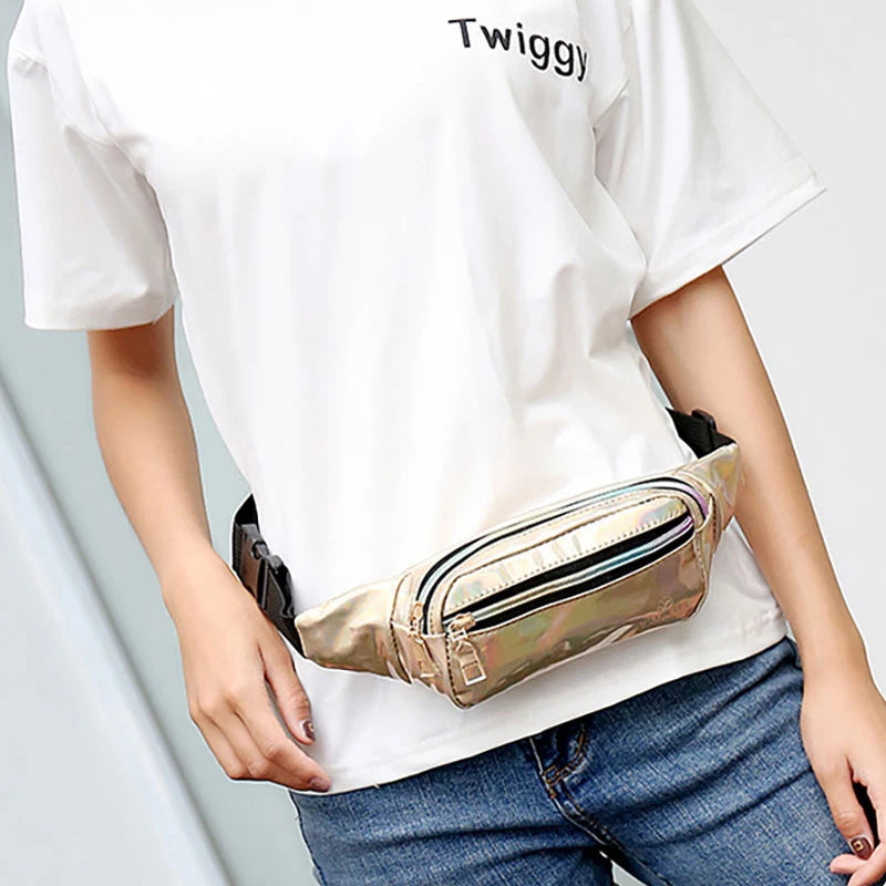Holographic PVC Women Waist Bag Pack Purse Travel Fanny Pack