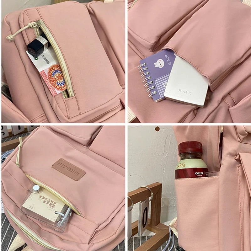 Buylor Canvas Women Backpack Travel Student School Bag for Girls