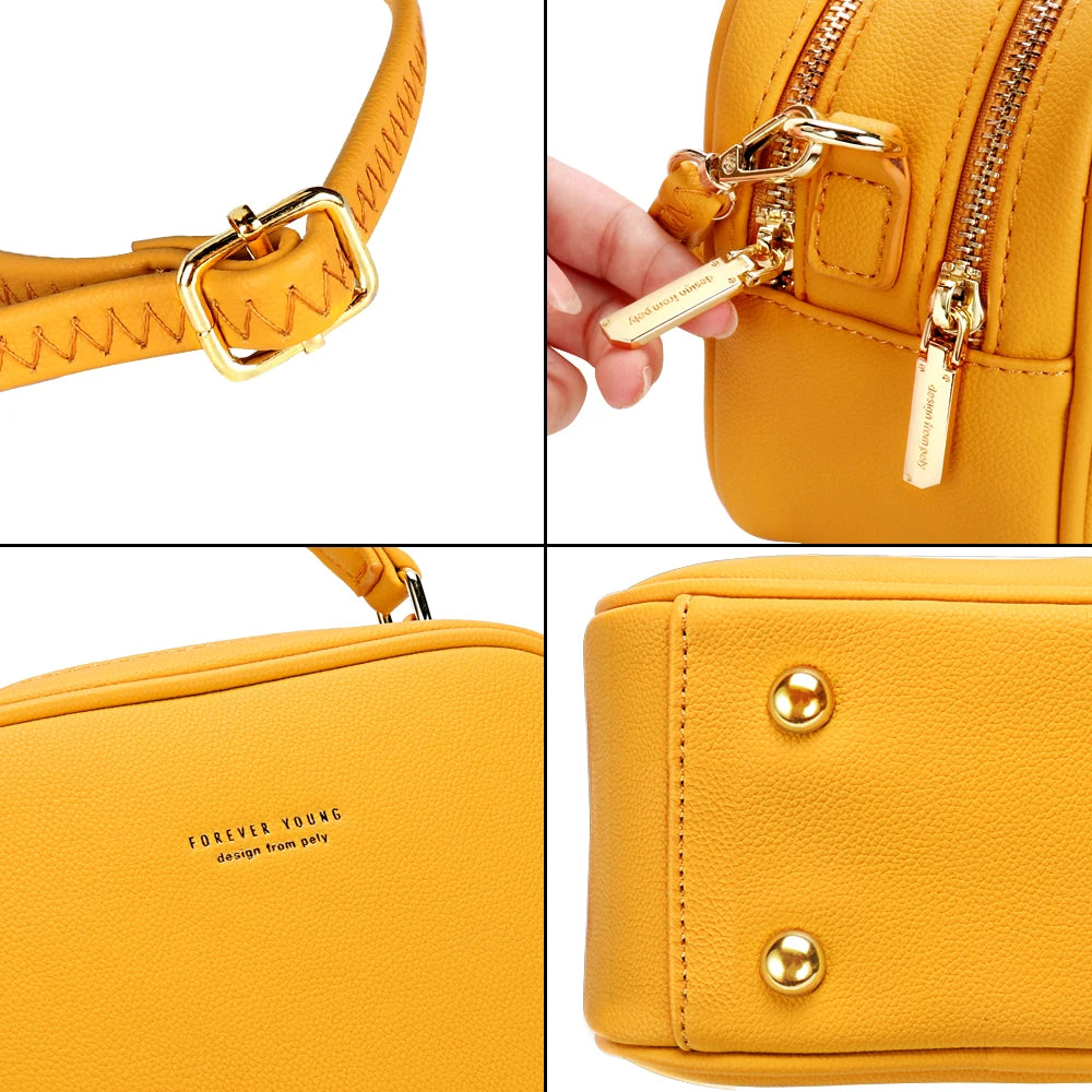 Buylor Crossbody Bag PU Leather Zipper Shoulder Bag Women High Handbags