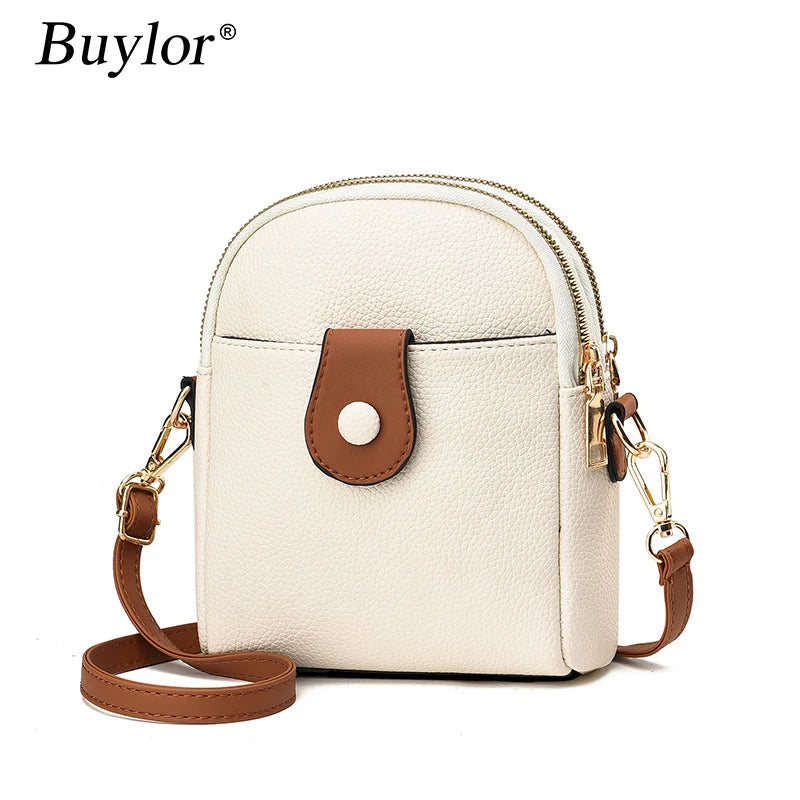 Buylor Soft PU Leather Women Shoulder Bags Lightweight Satchel Small Messenger B