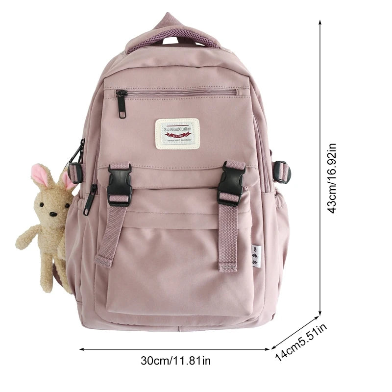 Nylon College Style Women Schoolbag Multilayer Travel Backpack