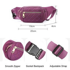 Women Nylon Waist Bag Running Fanny Pack Waterproof Hip Bum