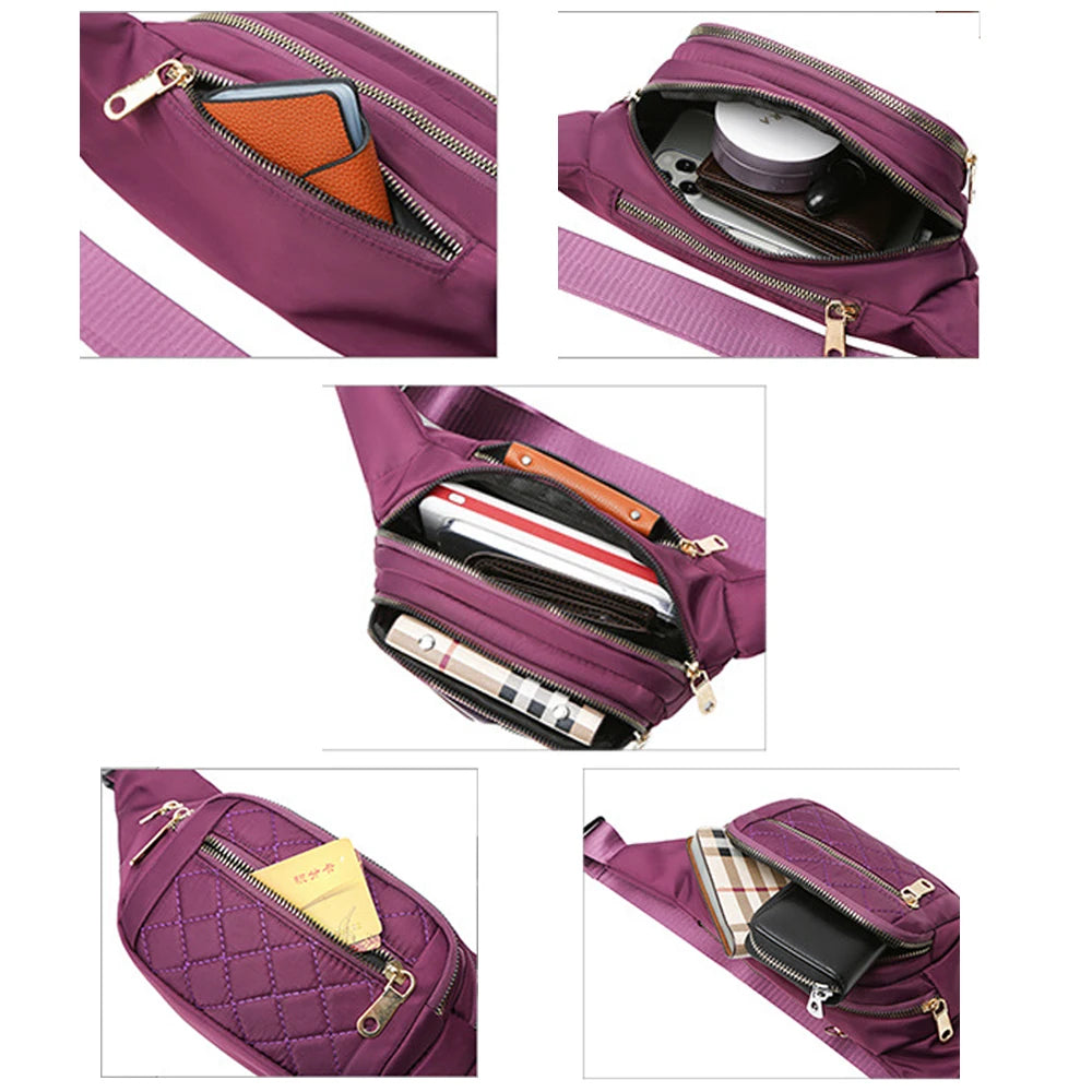 Women Nylon Waist Bag Running Fanny Pack Waterproof Hip Bum