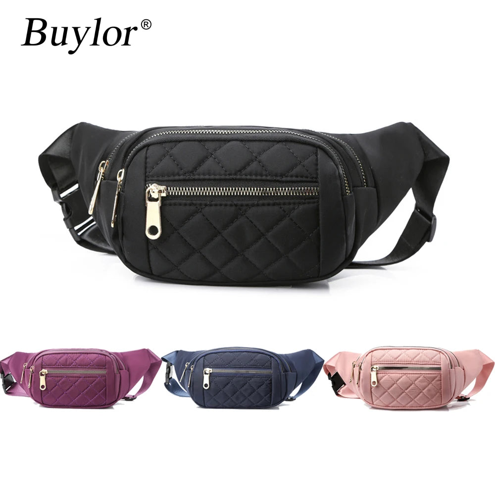 Women Nylon Waist Bag Running Fanny Pack Waterproof Hip Bum