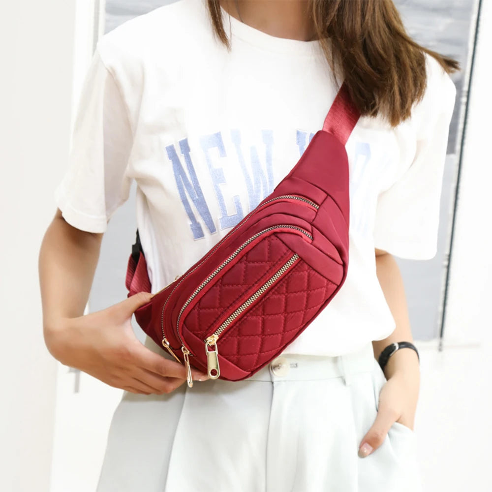 Women Nylon Waist Bag Running Fanny Pack Waterproof Hip Bum