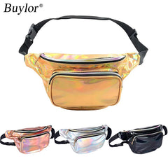 PVC Women Fanny Pack Waterproof Holographic Waist Bag for Travel