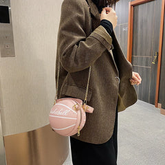 Crossbody Bag for Women Basketball Handbag Round Ball Purse Chains Tote