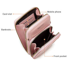 Buylor Soft Leather Cell Phone Purse Bag Women Diamond Lattice Wallet Strap