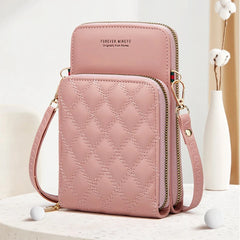 Buylor Soft Leather Cell Phone Purse Bag Women Diamond Lattice Wallet Strap