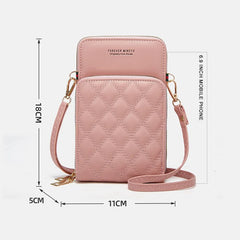Buylor Soft Leather Cell Phone Purse Bag Women Diamond Lattice Wallet Strap