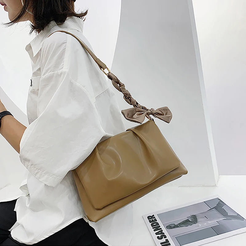 Buylor Summer Folds Square Bags Soft PU Leather Women's Handbag Shoulder Bag