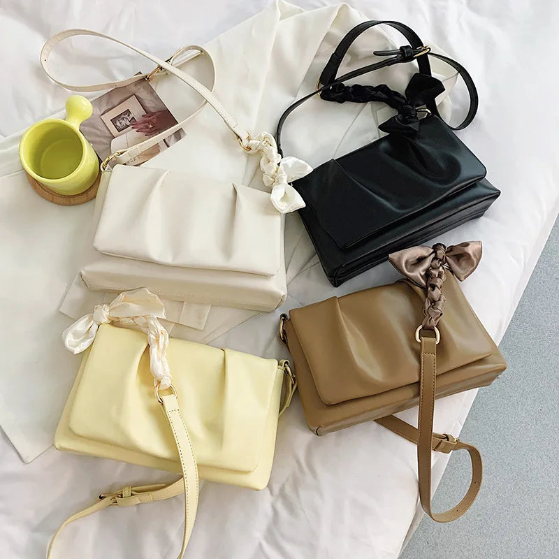 Buylor Summer Folds Square Bags Soft PU Leather Women's Handbag Shoulder Bag