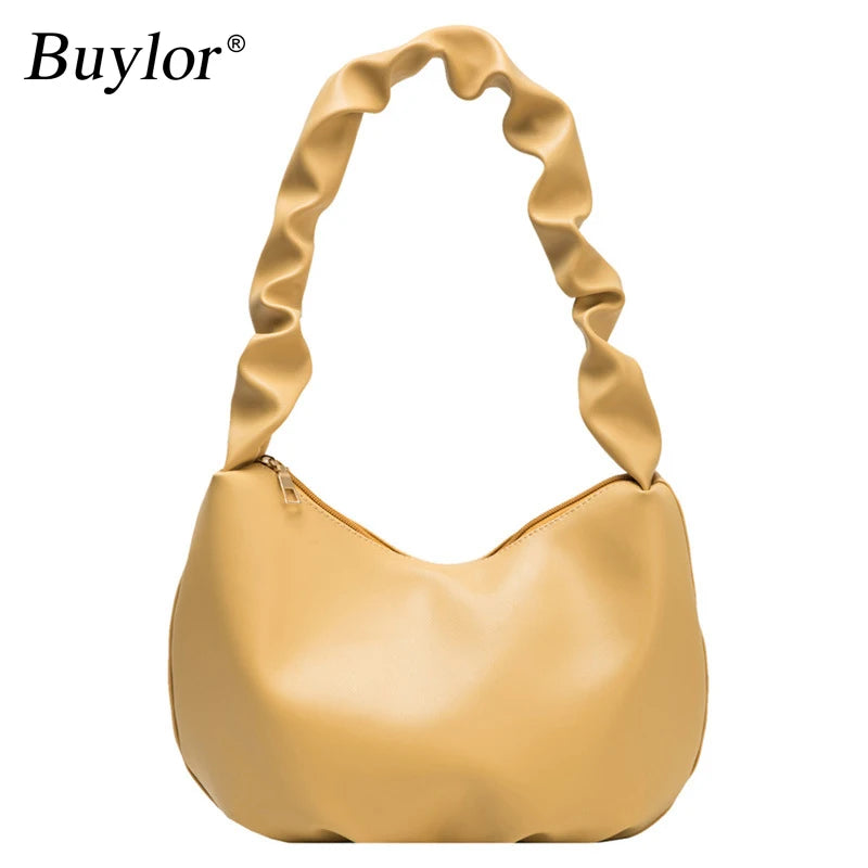 Buylor Summer Pleated Handlebags PU Women's Bag