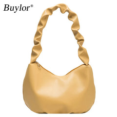 Buylor Summer Pleated Handlebags PU Women's Bag