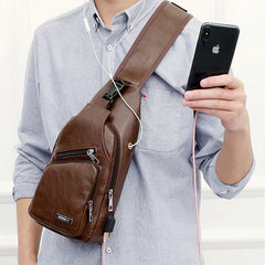Buylor USB Charging Sports Chest Bag Casual Shoulder Bag for Women Men
