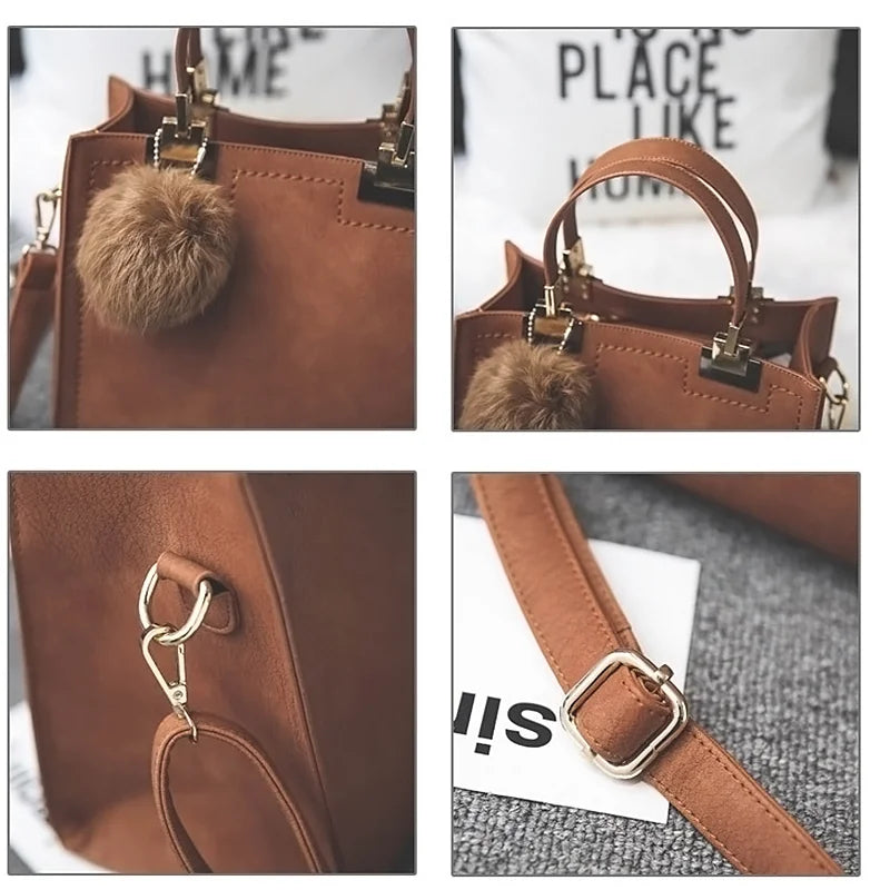 Vintage Matte Women's Crossbody Bag Large Capacity Tote Handbags