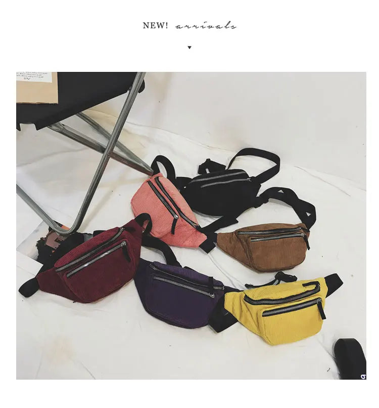 Corduroy Waist Pack Fanny Pack For Women Phone Pouch Travel Bag