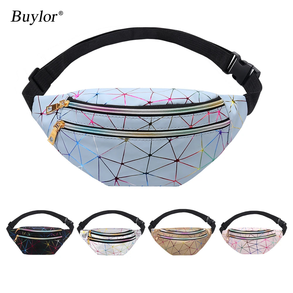Holographic Waist Pack for Women Fanny Pack Crossbody Bag Girls Chest Bag Travel